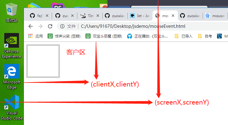 client与screen位置信息